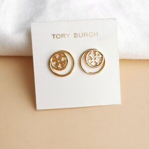 NEW Tory Burch Miller Gold Double Ring Stud Earrings
